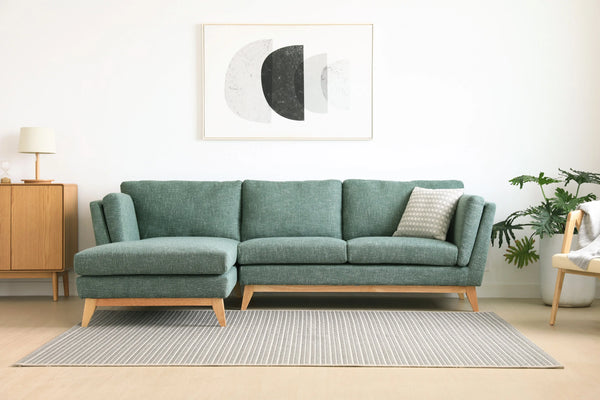 Madison Green Sectional Facing Left 2 + Couch Fin and Furn