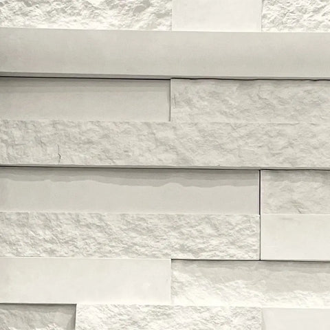 Betel White 3D Smooth and Rough Ledge Cultured Stone - Flat Fin and Furn