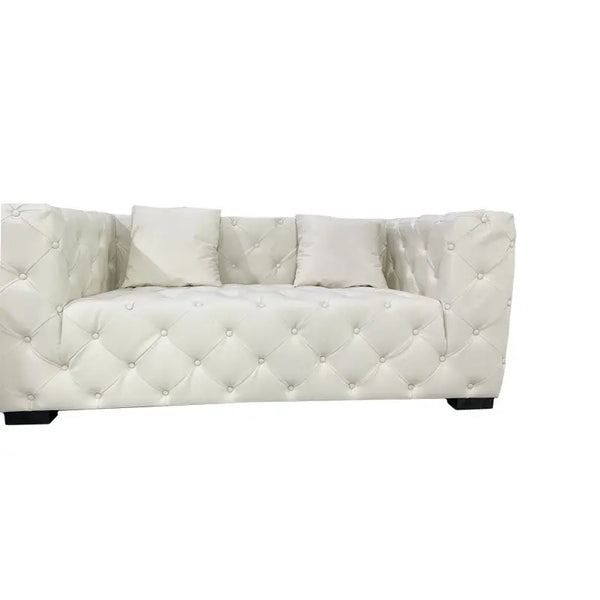 Cornwall White Leather Sofa Fin and Furn