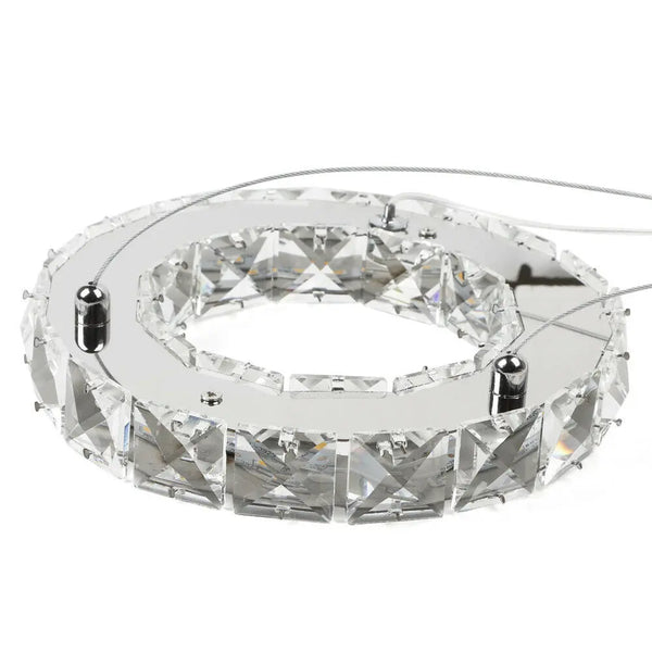 Double Ring Crystal Pendant-Light LED Adjustable Design Chandelier Fin and Furn