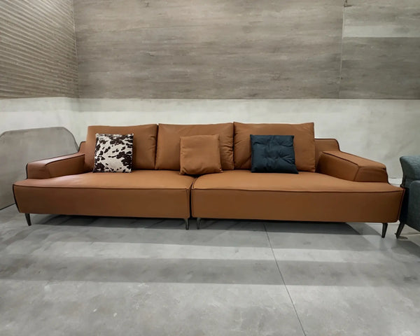 Graham Leather Sofa with lounger Fin and Furn