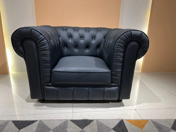 Grosvenor Black Leather Sofa Fin and Furn