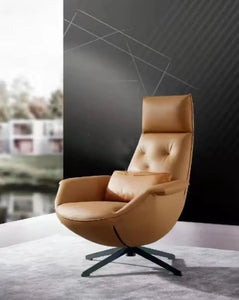 Kline Tan Leather Lounge Chair Fin and Furn