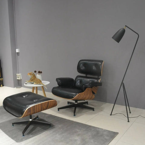 Lars Black Leather Lounge Chair Fin and Furn