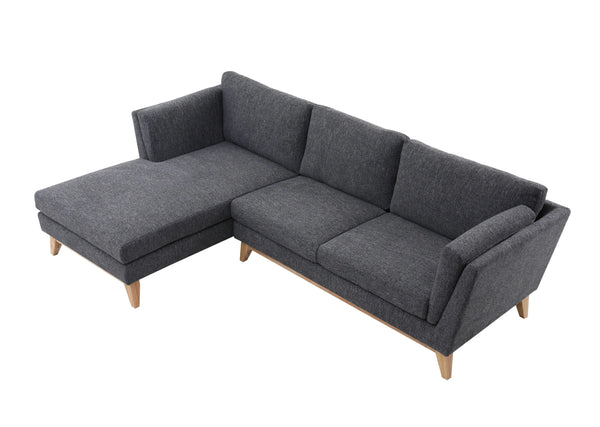Madison Dark Grey Sectional Facing Left 2+Couch Fin and Furn