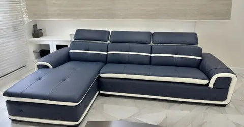 Mini-Pangea Leather Sectional Sofa Fin and Furn