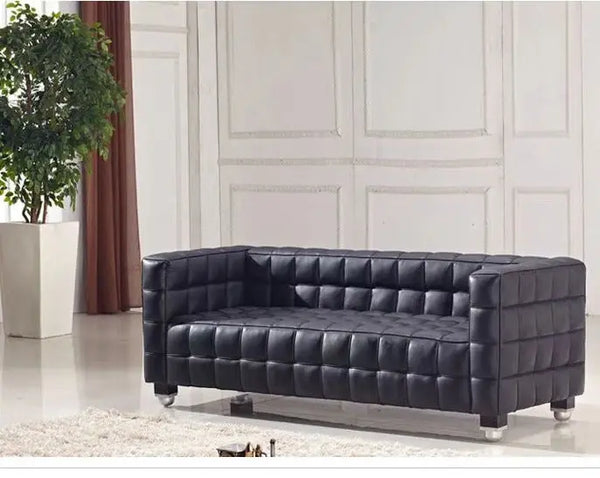 Panorama Black Leather Sofa Set Fin and Furn