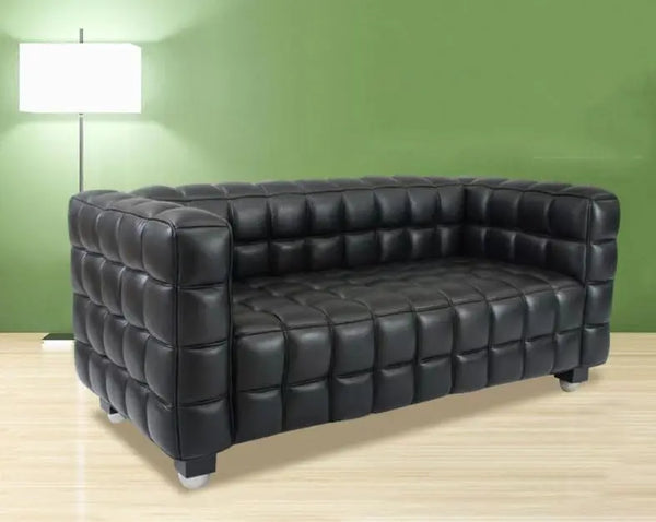 Panorama Black Leather Sofa Set Fin and Furn