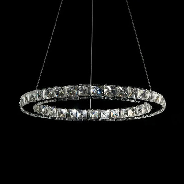 Single Ring Crystal Pendant LED Adjustable Design Chandelier Fin and Furn