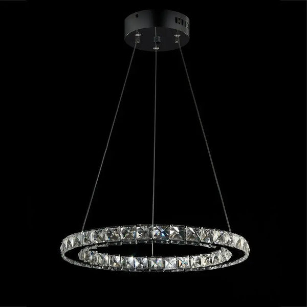 Single Ring Crystal Pendant LED Adjustable Design Chandelier Fin and Furn